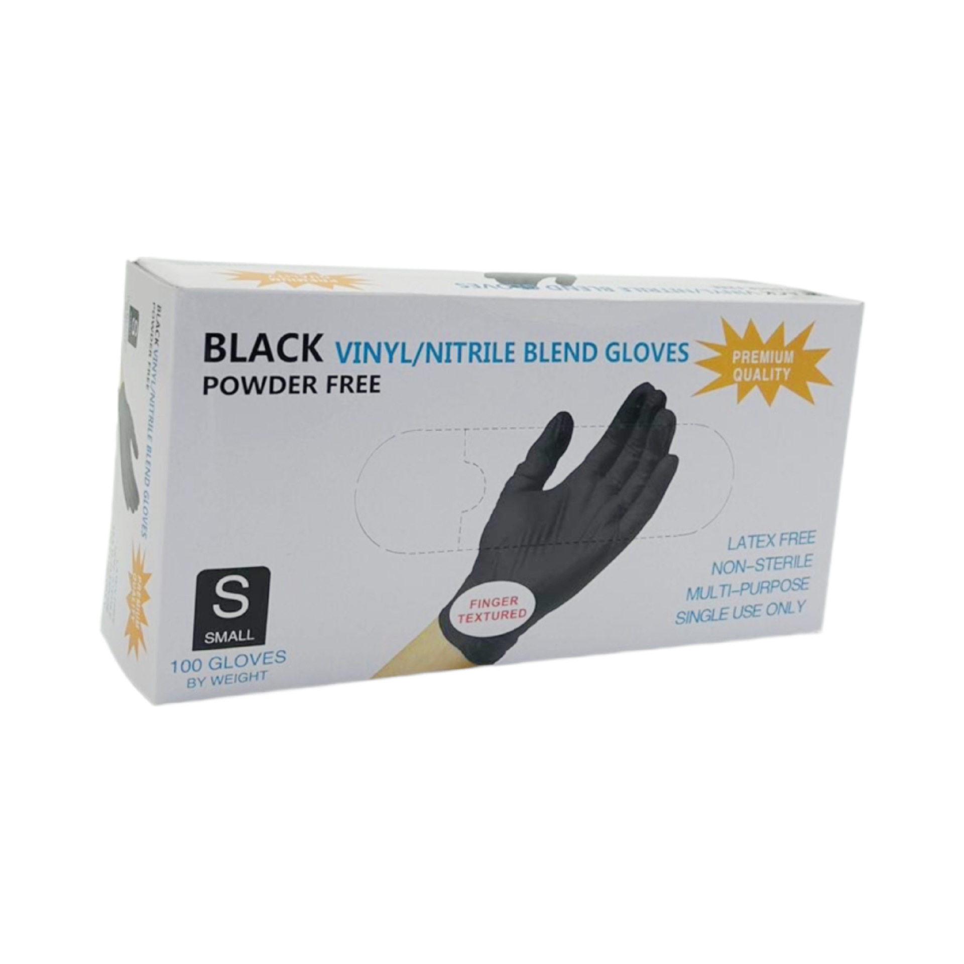 100 Disposable Nitrile Gloves Powder Free Latex Free Medical Strong Glove - Black S