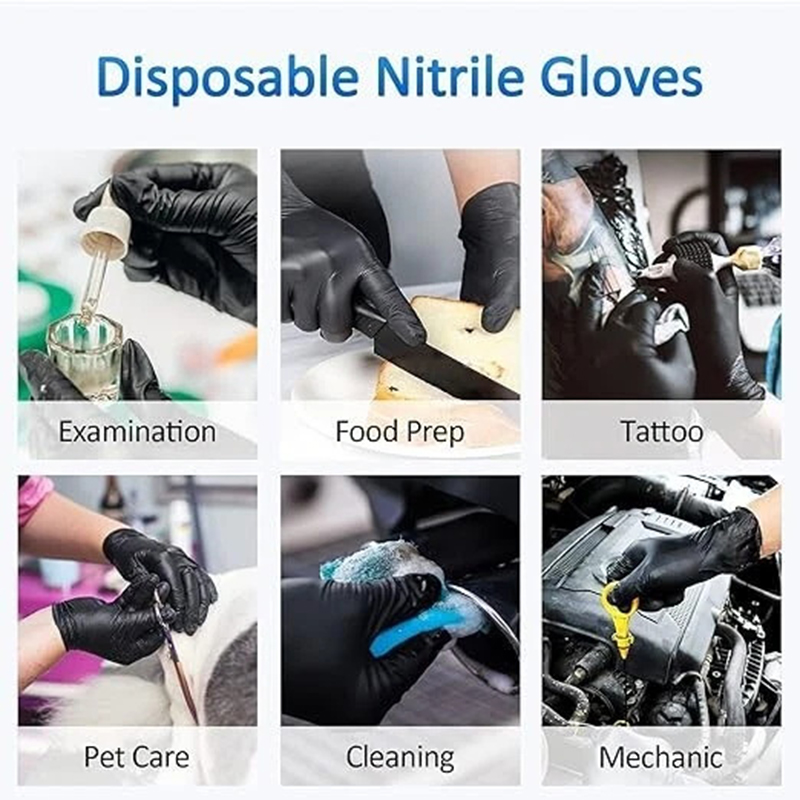 100 Disposable Nitrile Gloves Powder Free Latex Free Medical Strong Glove - Black S