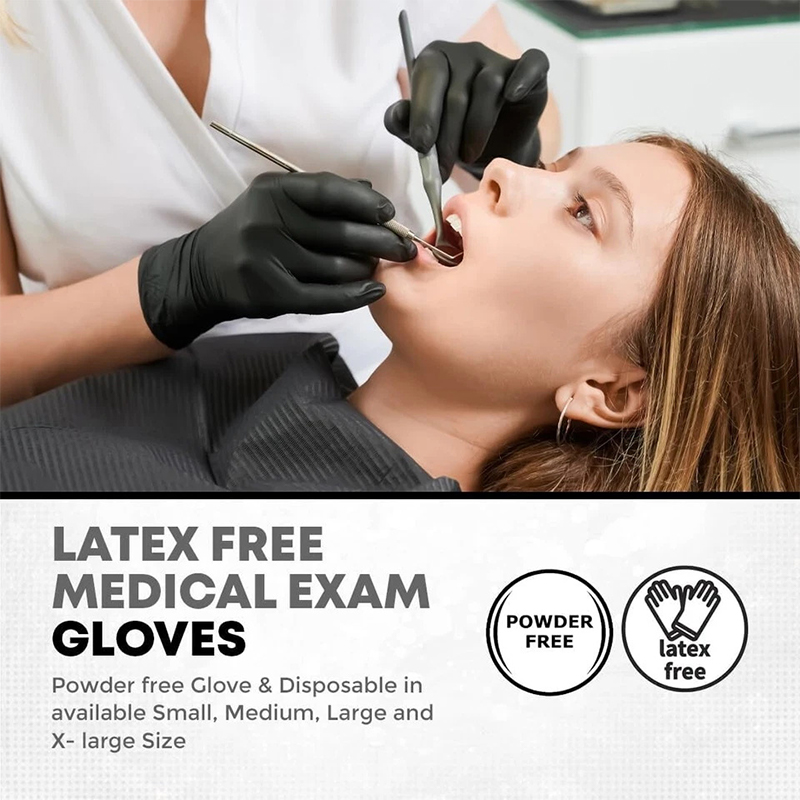 100 Disposable Nitrile Gloves Powder Free Latex Free Medical Strong Glove - Black S