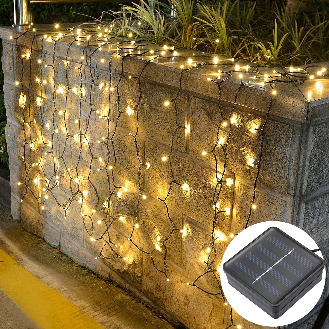 100 LEDs Solar Powered LED String Lights for Garden Fence Party Decoration - Warm White Light