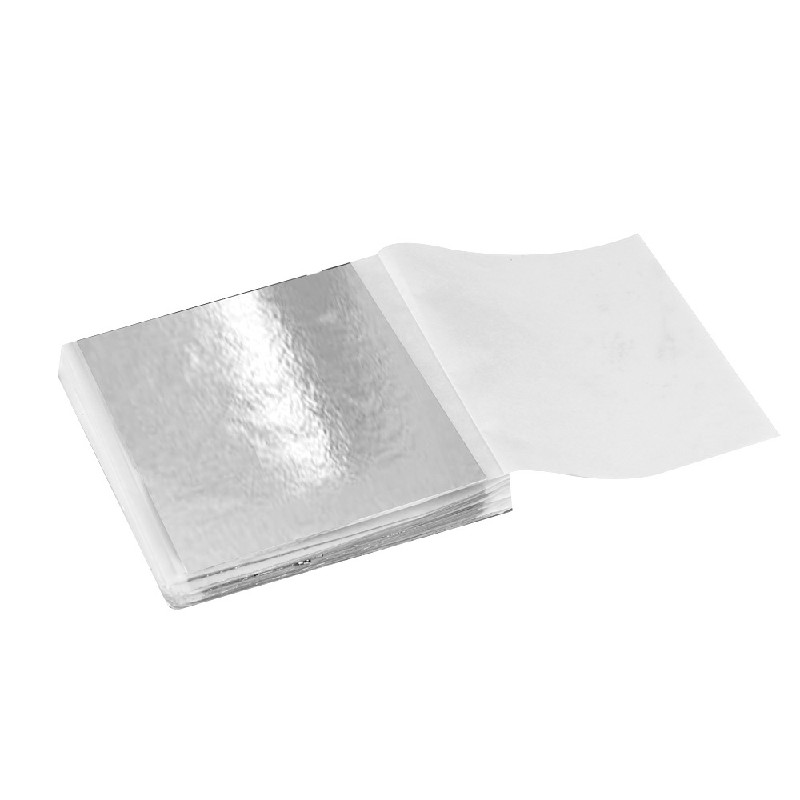 100 PCS Gilding Foil Sheets DIY for Decoration of Ceiling Gold Crafts Furniture Buddha Statue and Temple - Silver