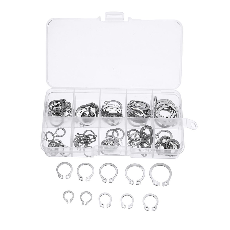 100Pcs 304 Stainless Steel External Circlip Retaining Ring Assortment 8-18mm Set