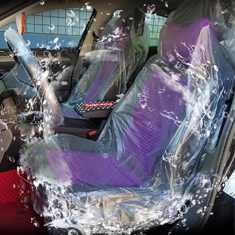 100pcs Disposable Plastic Car Seat Covers Vehicle Cover Valet Protective