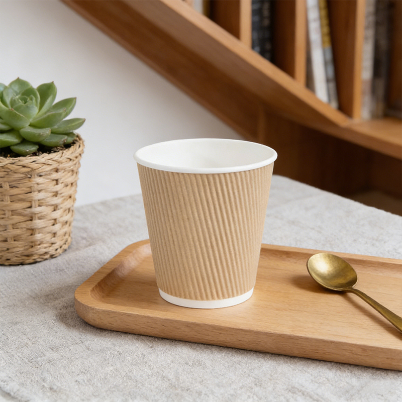 100PCS Double Kraft Paper Coffee Cups 8oz 235ml Disposable Paper Cups for DIY Wedding Party Picnic BBQ Travel