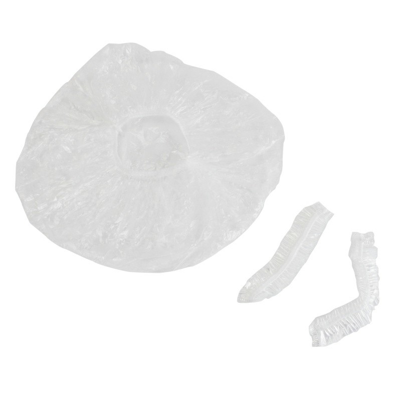 100PCS Elastic Clear Bathing Hair Care Protector Hat Disposable Shower Cap - Transparent