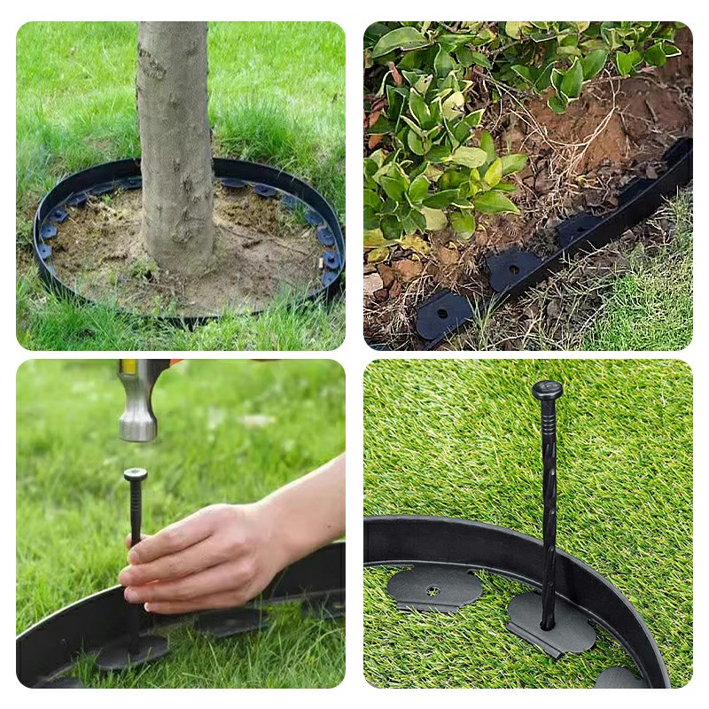 10 Metre Flexible Garden Border Grass Lawn Path Edging Border with Pegs - Black