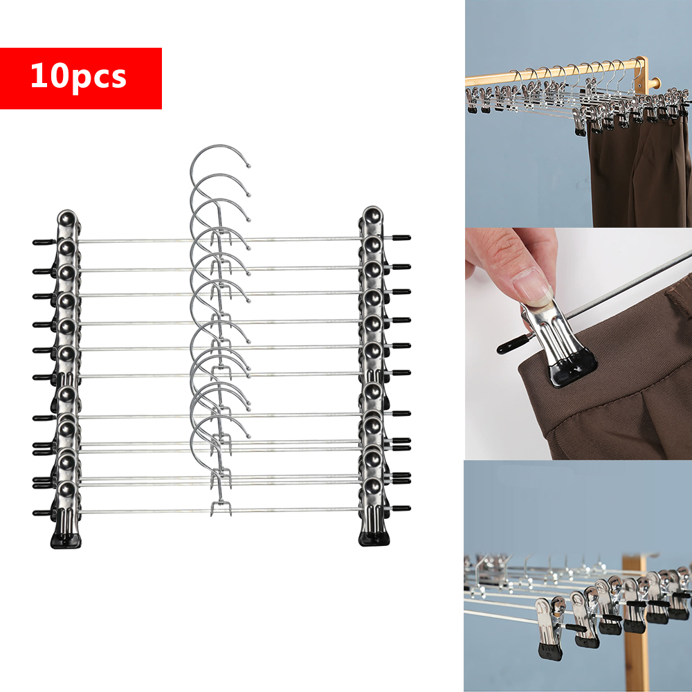 10 PCS Strong Metal Clips Hangers Clothes Coat Rack, Black