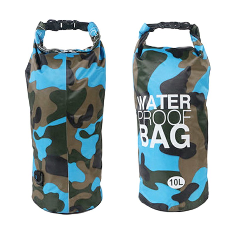 10L Camouflage PVC Waterproof Dry Bag Pouch Backpack Organizer for Outdoor Sports - Light Blue