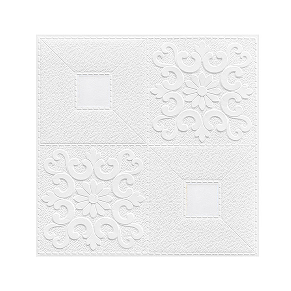 10pcs 3D Tile Brick Wall Sticker Waterproof Foam Panel Self-adhesive Wallpaper - White