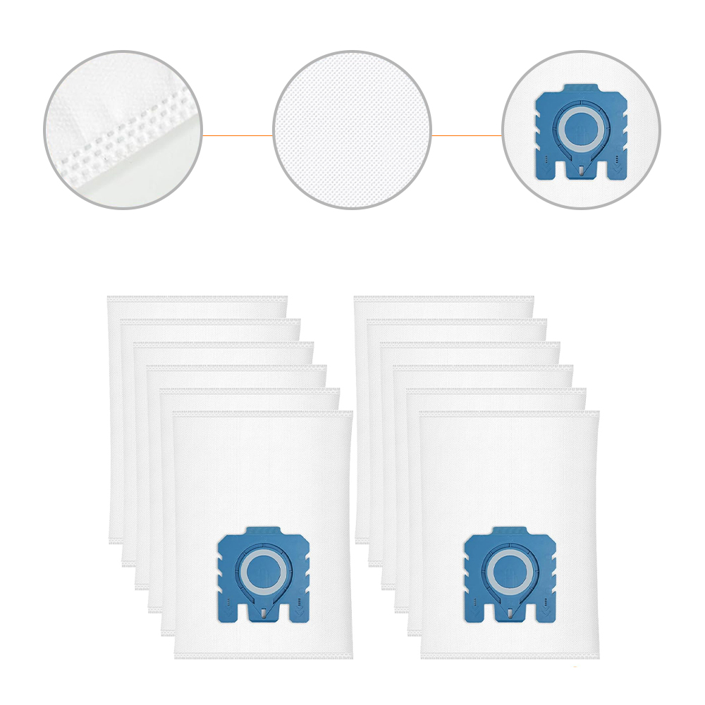 12 Pack 3D Air Clean Dust Bags Compatible with Miele Hoover GN Vacuum Cleaner with 4 Motor Protection Filter 4 Exhaust Filter