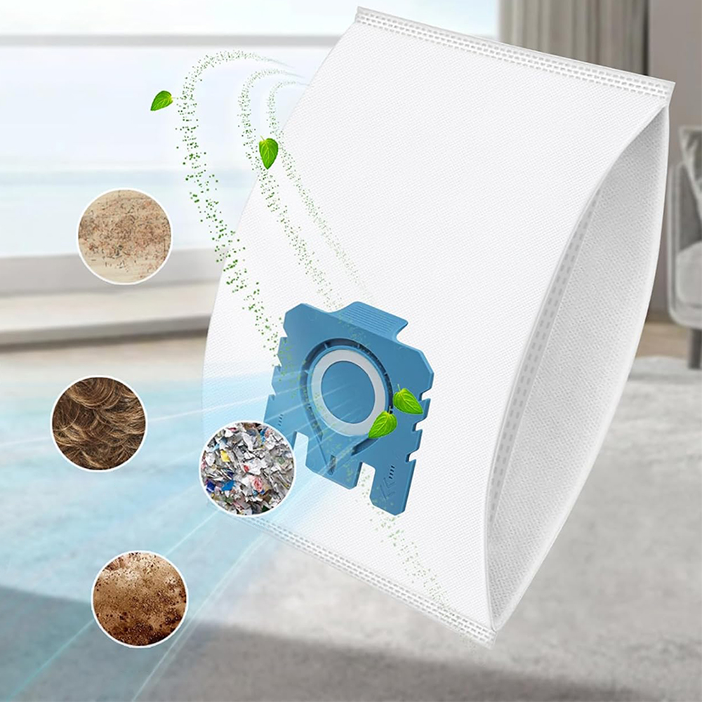 12 Pack 3D Air Clean Dust Bags Compatible with Miele Hoover GN Vacuum Cleaner with 4 Motor Protection Filter 4 Exhaust Filter