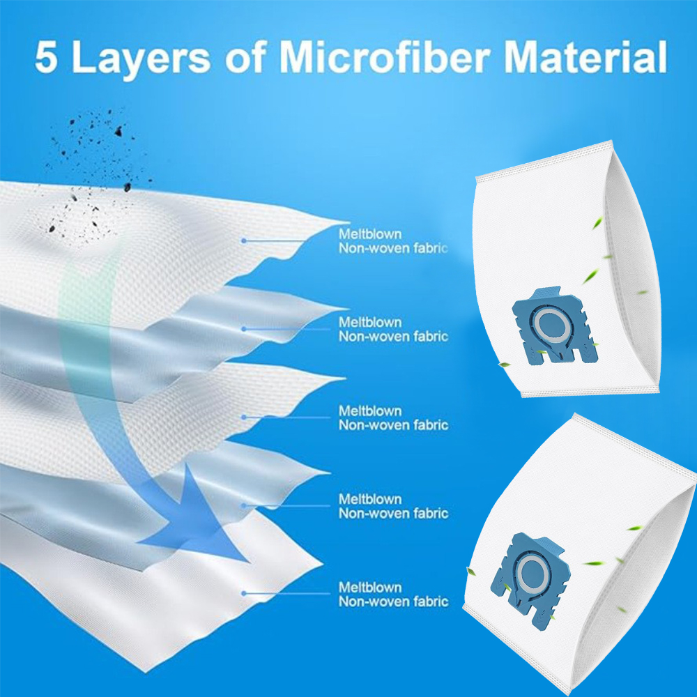 12 Pack 3D Air Clean Dust Bags Compatible with Miele Hoover GN Vacuum Cleaner with 4 Motor Protection Filter 4 Exhaust Filter