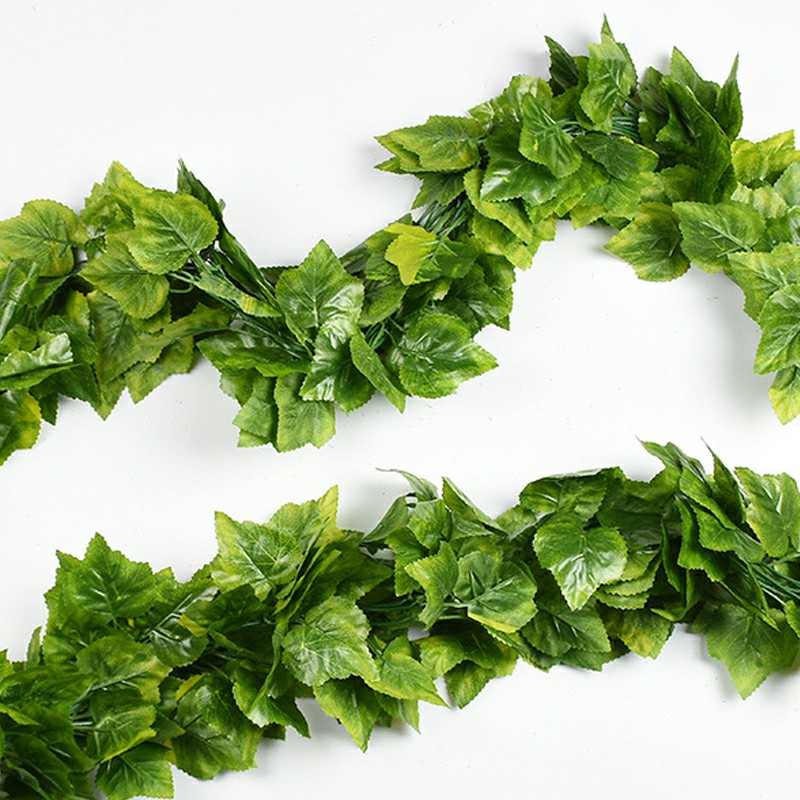 12 pieces Artificial Grape Parthenocissus Leaves Vine Outdoor Wall Hanging Garden Decor