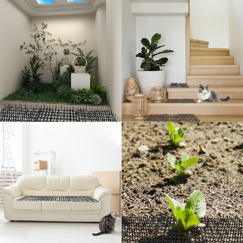 12pcs Cat Scat Mat Animal Deterrent Mat with Spikes Prickle Strip Dig Stopper