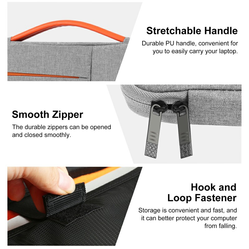 13 inch 360 Degree Protective Laptop Polyester Bag Compatible with 13 Inch Laptop - Grey