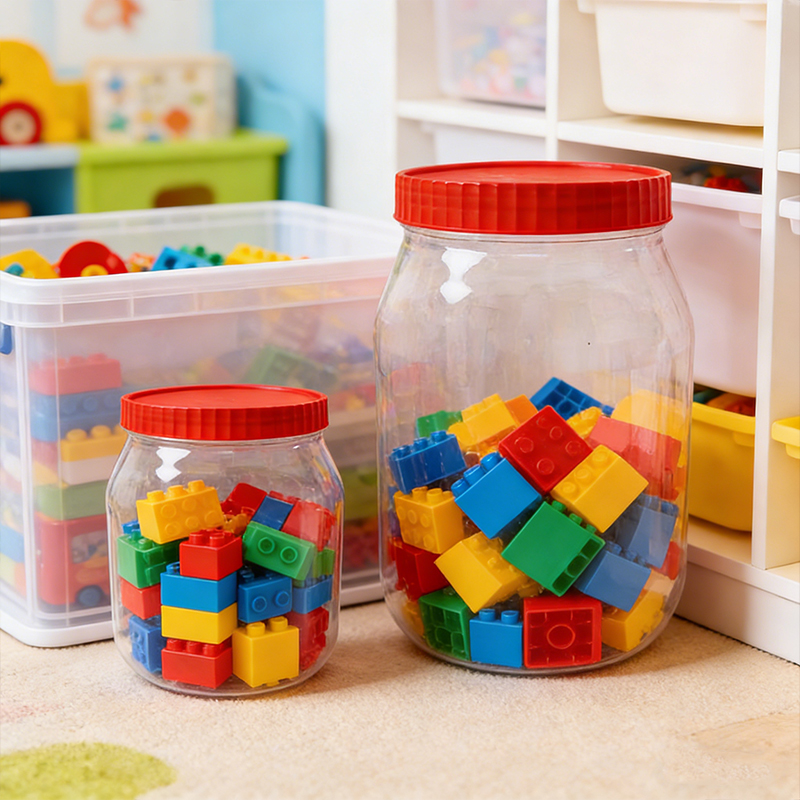 1500mL + 500mL Plastic Food Storage Jar with Lids Kitchen Pet Food Storage Jar Reusable Freezer Storage Containers