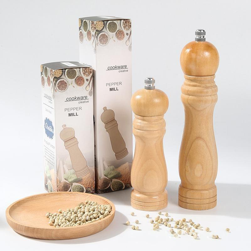 16cm Wooden Salt and Pepper Grinder Herb Mill Spice Grinder for Kitchen Restaurant
