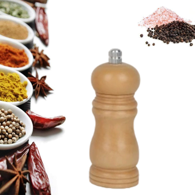 16cm Wooden Salt and Pepper Grinder Herb Mill Spice Grinder for Kitchen Restaurant