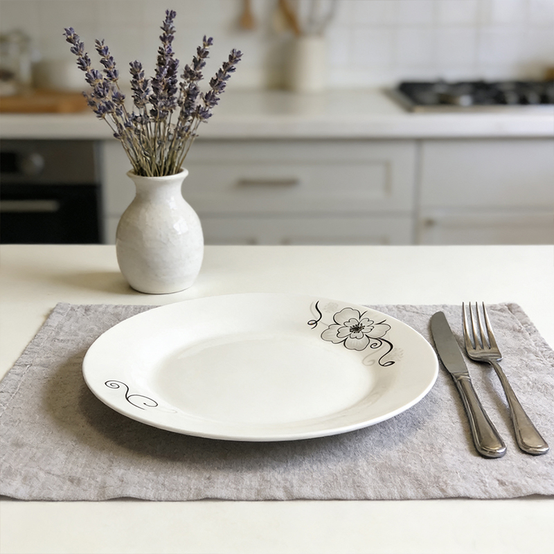 18cm White Floral Design Plate Floral Dinnerware Dining Appetiser Plate