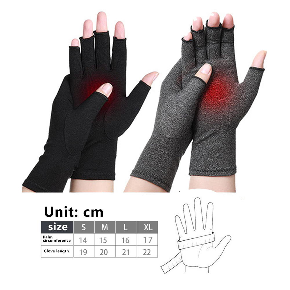 1 Pair Fingerless Gloves Compression Gloves Arthritis Pain Relief - Black M