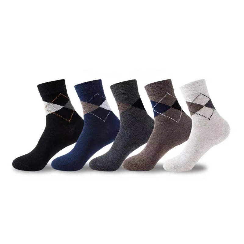 1 Pair Men Socks Breathable Cozy Fall Winter Socks for Men One Size 6-11 UK Random Color