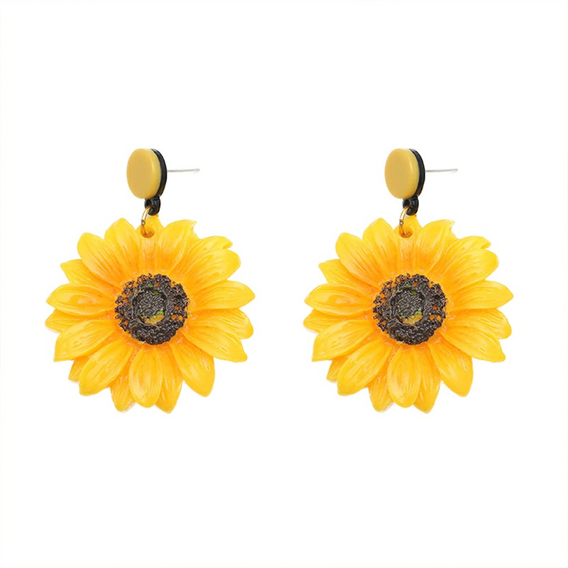 1 Pair Women Ear Stud Flower Pendant Exaggerated Dangle Drop Earrings