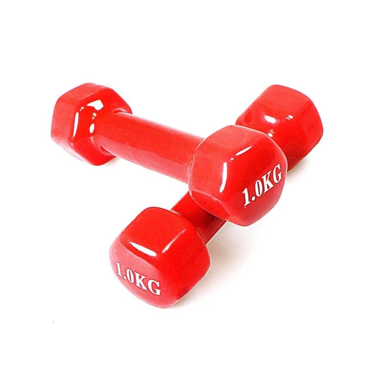 1 Piece Vinyl Fitness Dumbbell for Fitness Boxing Home Gym 1kg - Red