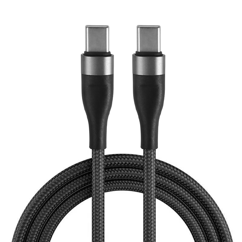 1m Length Nylon Braided USB-C Charging Cable - Black