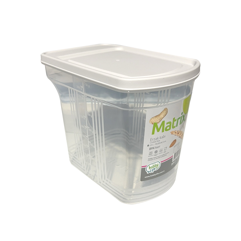 2.5 LTR Matrix Cereal  Box With With Handle Plastic Storage Container