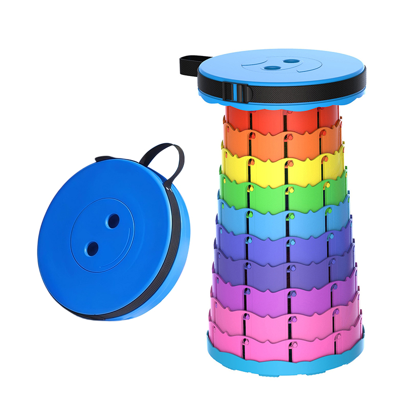 25 x 45cm Foldable Collapsible Stool Rainbow Colour Portable Chair Folding Stool Lightweight Round Adjustable Camping Stools