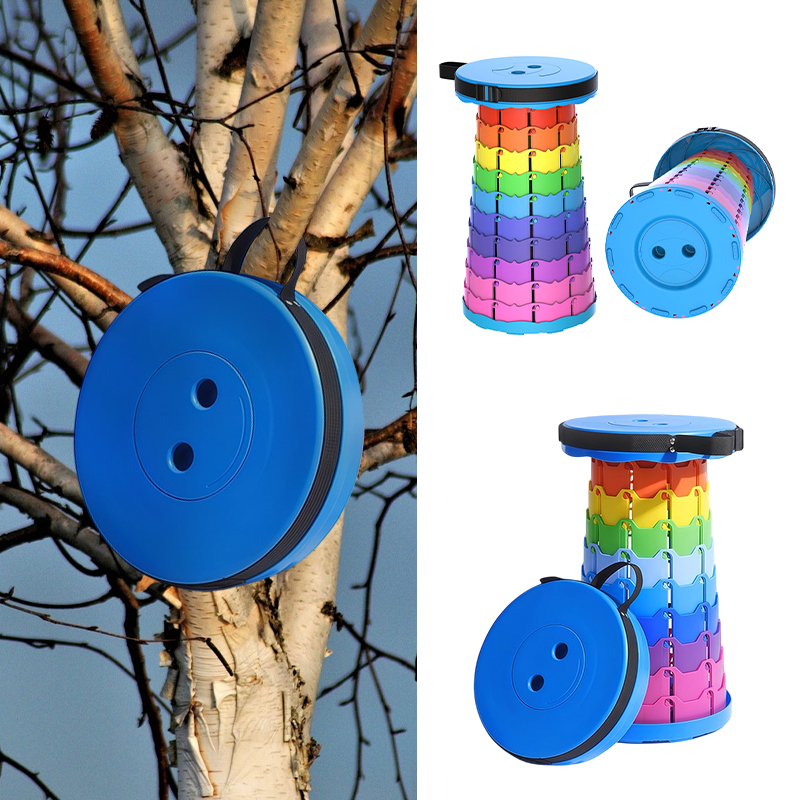 25 x 45cm Foldable Collapsible Stool Rainbow Colour Portable Chair Folding Stool Lightweight Round Adjustable Camping Stools
