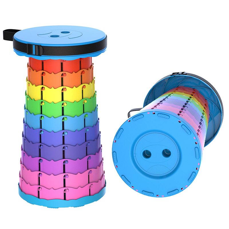 25 x 45cm Foldable Collapsible Stool Rainbow Colour Portable Chair Folding Stool Lightweight Round Adjustable Camping Stools