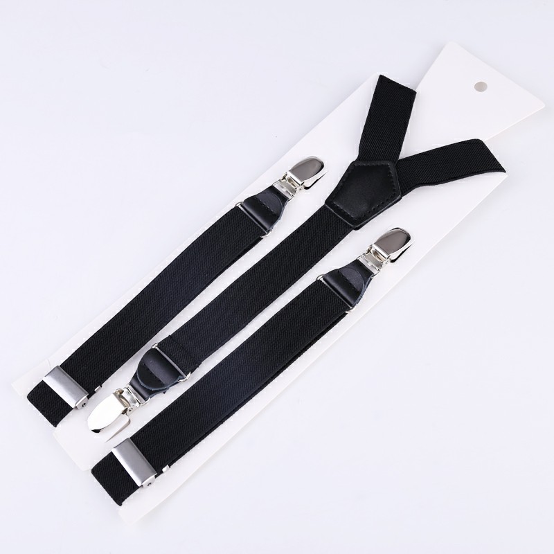25mm Wide Heavy Duty Suspenders Adjustable Unisex Trousers - Black