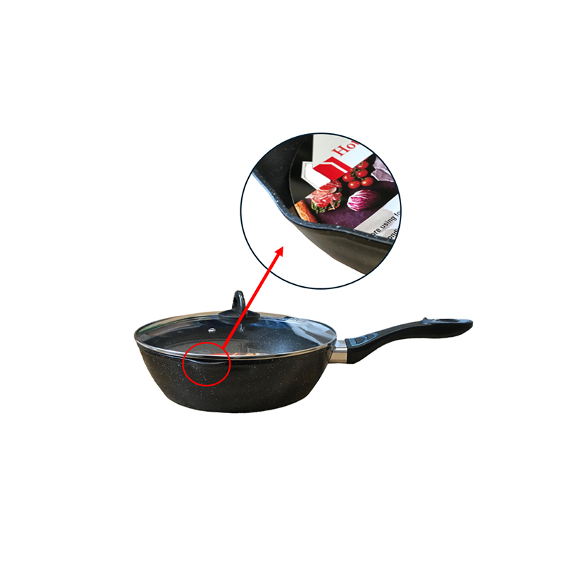 28 cm Speckled Frying Pan with Deep Base and Glass Lid  - Random Colour