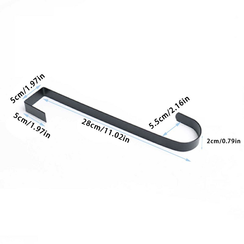 28cm Door Wreath Hanger Christmas Hook Xmas Decoration - Black