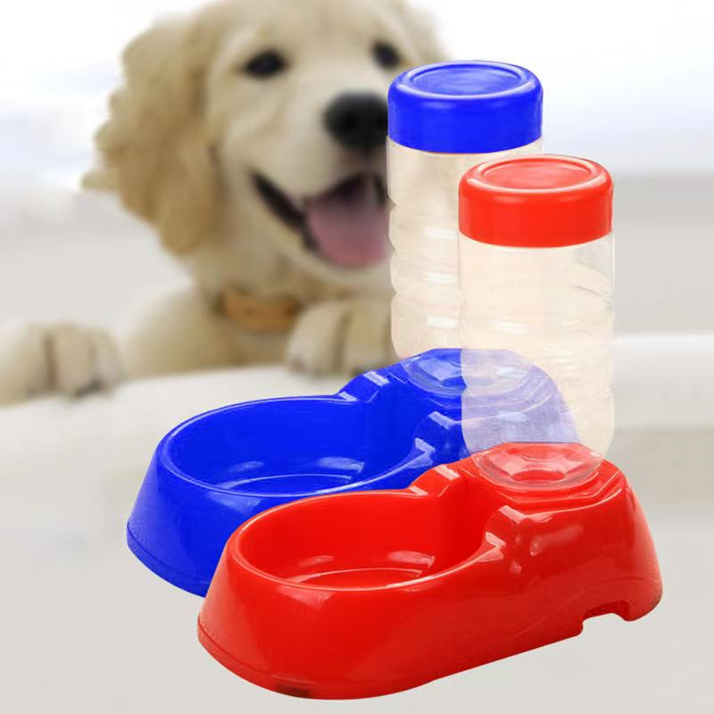 2 in 1 Automatic Pet Feeder Water Dispenser Self-Feeding Bowl for Dogs and Cats - Blue