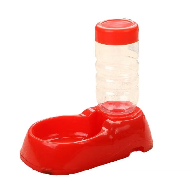 2 in 1 Automatic Pet Feeder Water Dispenser Self-Feeding Bowl for Dogs and Cats - Red