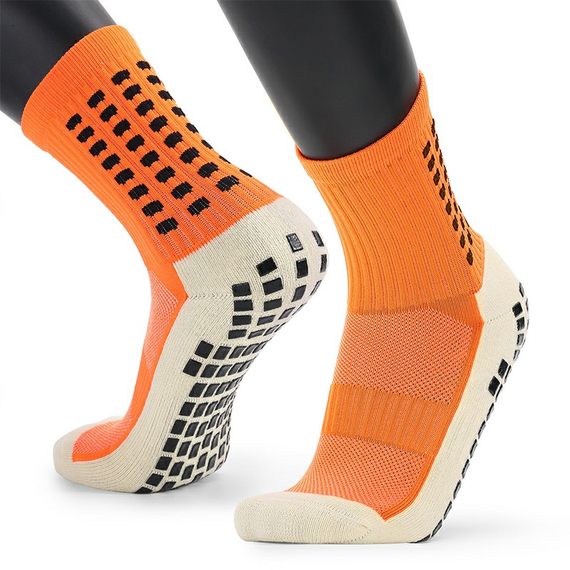 2 Pairs Men Anti Slip Football Socks Sport Socks Athletic Long Socks - Orange