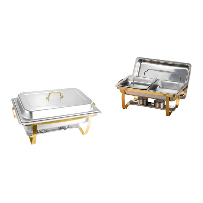 2 Pan 9.5L Buffet Banquet Chafing Dish with Lid and Fuel Container Buffet Server Food Warmers for Buffets Hotel Breakfast Areas Catering Party Wedding