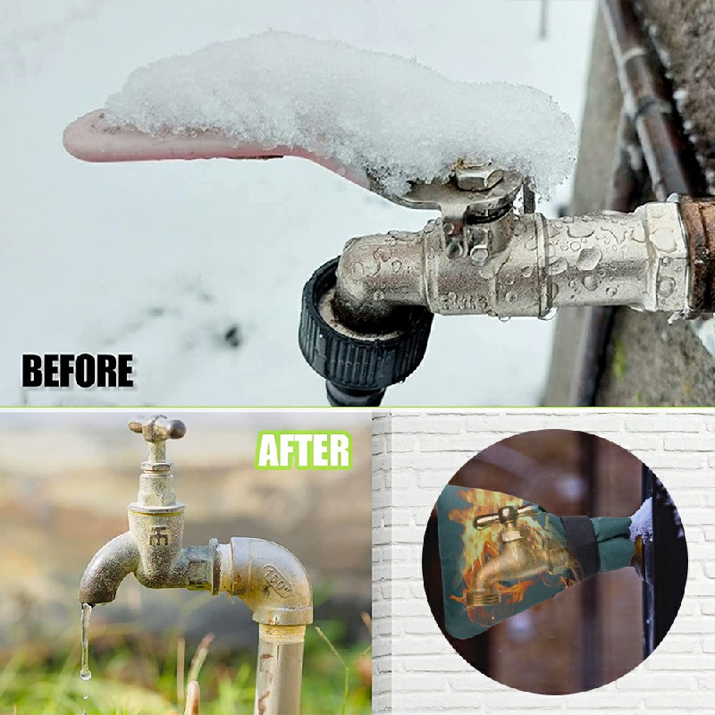 2 pcs Outside Tap Cover Winter Frost Proof Jacket Garden Tap Thermal Protector - Black