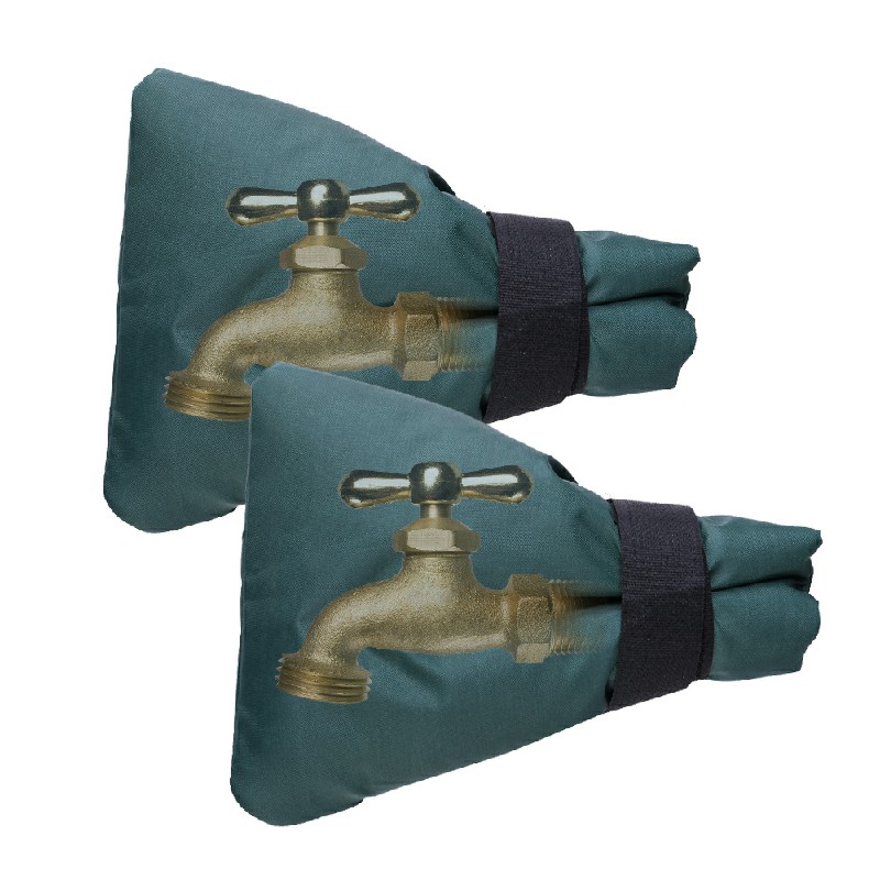 2 pcs Outside Tap Cover Winter Frost Proof Jacket Garden Tap Thermal Protector - Dark Green
