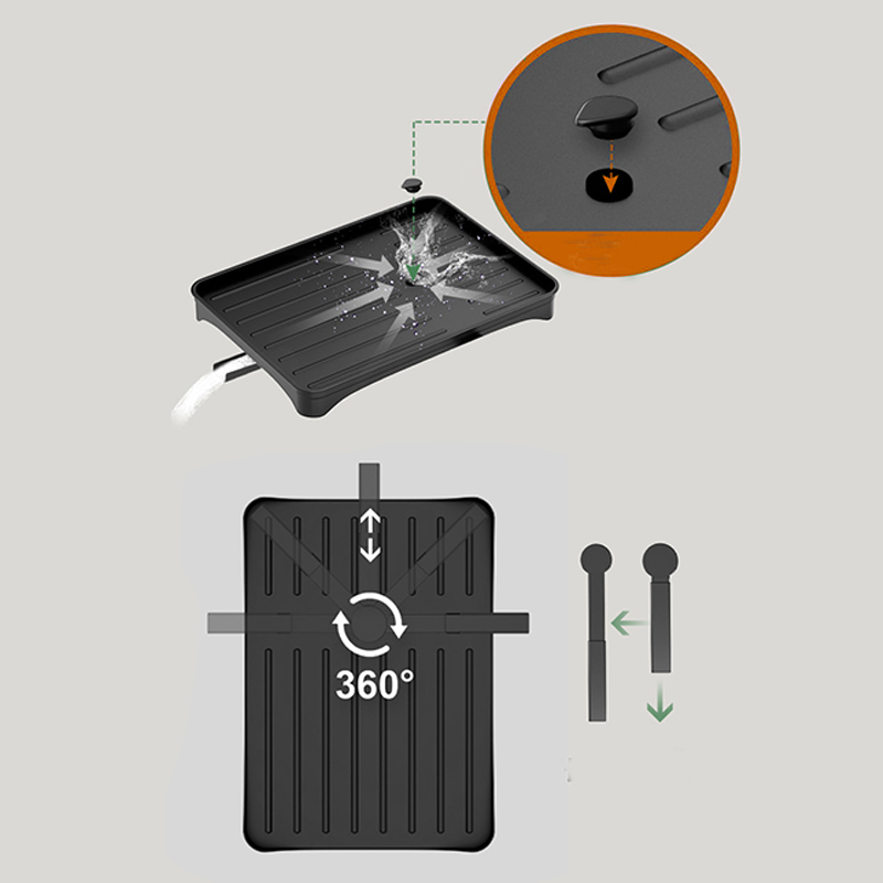 2 Tier Sink Dish Drainer Rack with Drip Tray Plate Rack Cutlery Holder for Kitchen - Black