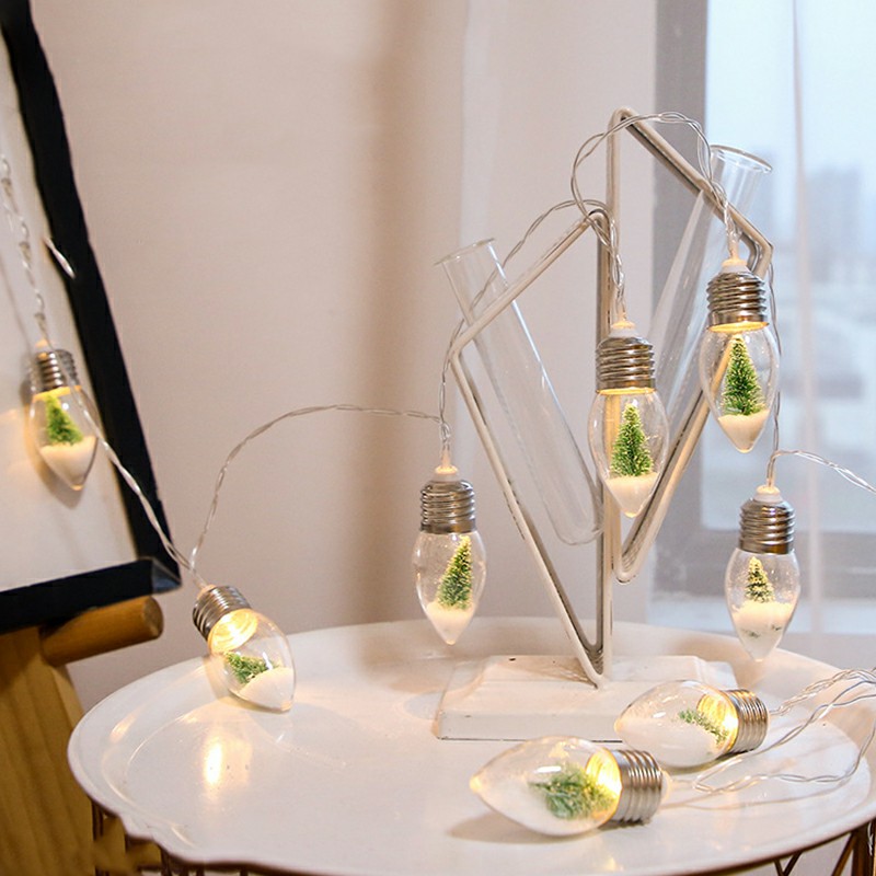 2m 10 LEDs Battery Powered LED Snow Globe Bulb Fairy String Lights Party Chritsmas Tree Decor