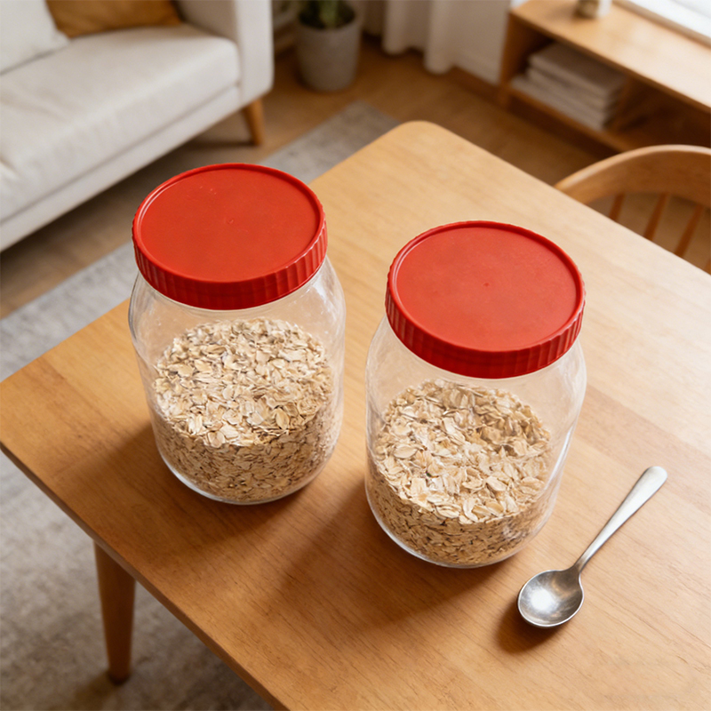 2PCS 1000mL Plastic Food Storage Jar with Lids Kitchen Pet Food Storage Jar Reusable Freezer Storage Containers