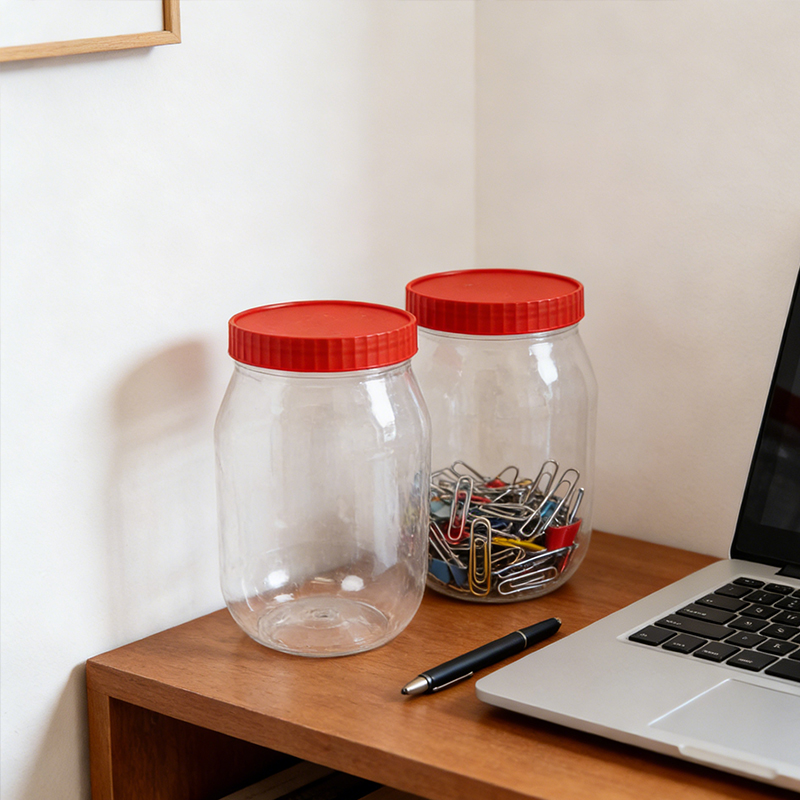 2PCS 1000mL Plastic Food Storage Jar with Lids Kitchen Pet Food Storage Jar Reusable Freezer Storage Containers