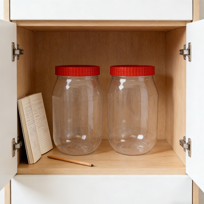 2PCS 750mL Plastic Food Storage Jar with Lids Kitchen Pet Food Storage Jar Reusable Freezer Storage Containers