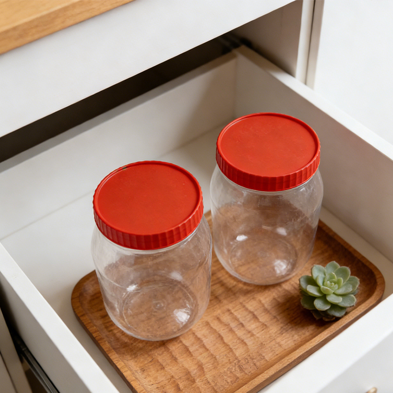 2PCS 750mL Plastic Food Storage Jar with Lids Kitchen Pet Food Storage Jar Reusable Freezer Storage Containers