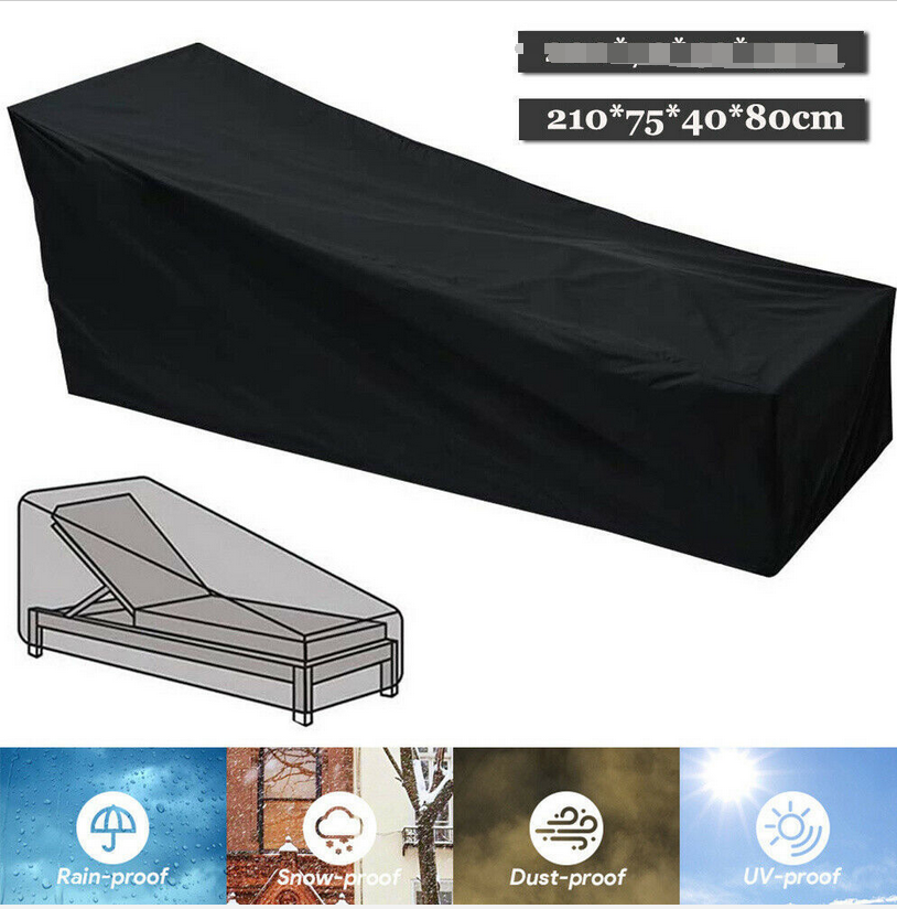 2pcs Dewproof Sun Lounger Furniture Cover Rattan Bed Protector for Outdoor Garden Patio