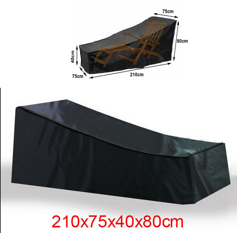 2pcs Dewproof Sun Lounger Furniture Cover Rattan Bed Protector for Outdoor Garden Patio