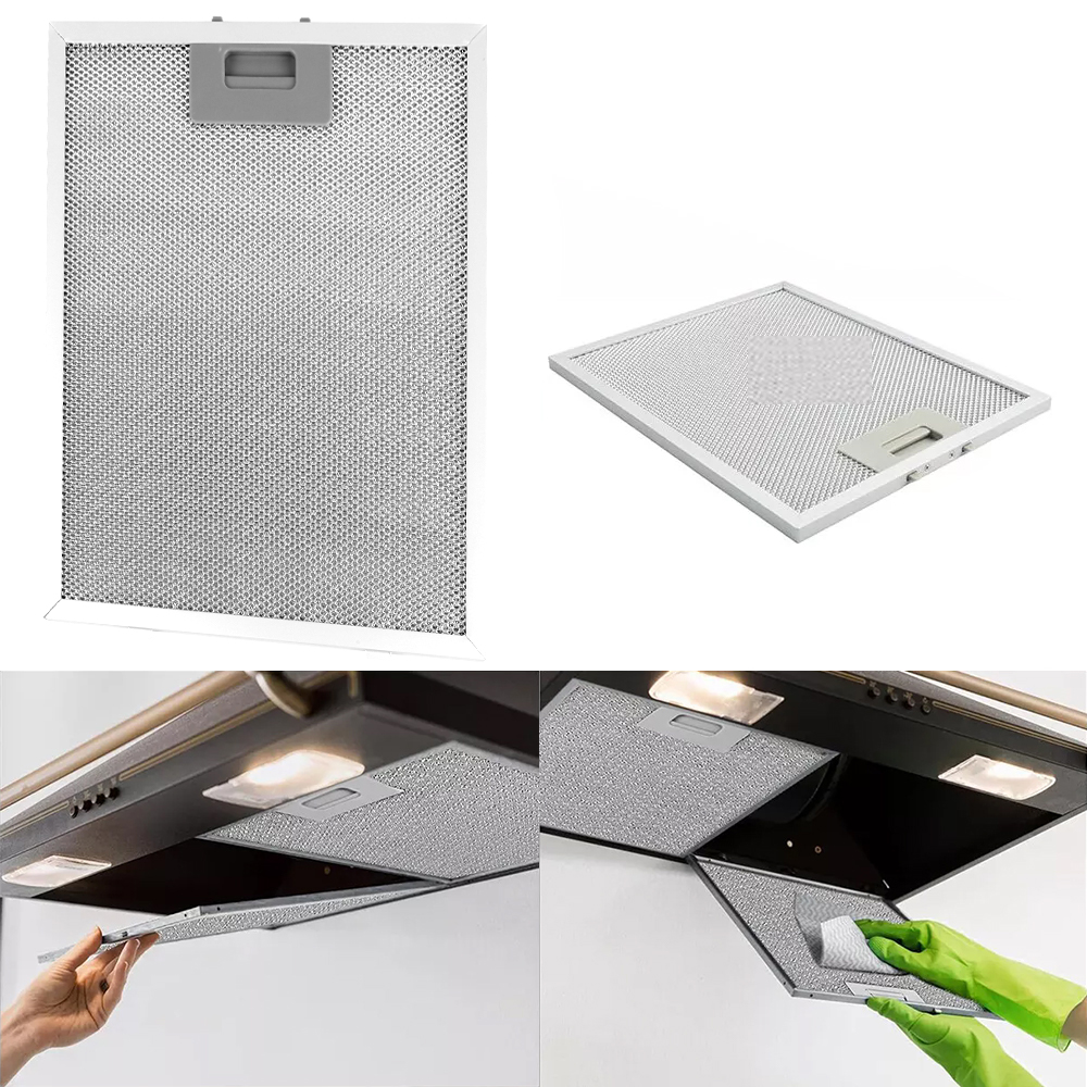 2pcs Kitchen Cooker Hood Filter Replacement Metal Mesh Aluminum Grease Filter